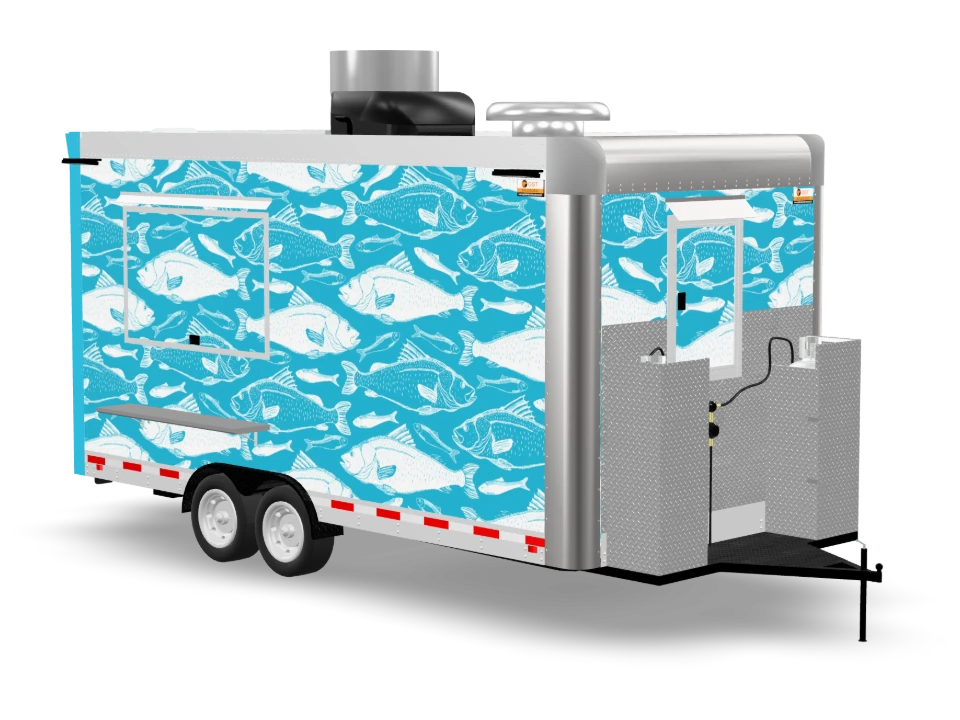 Seafood Fish with custom wrap, 16 ft, Golden State Trailers
