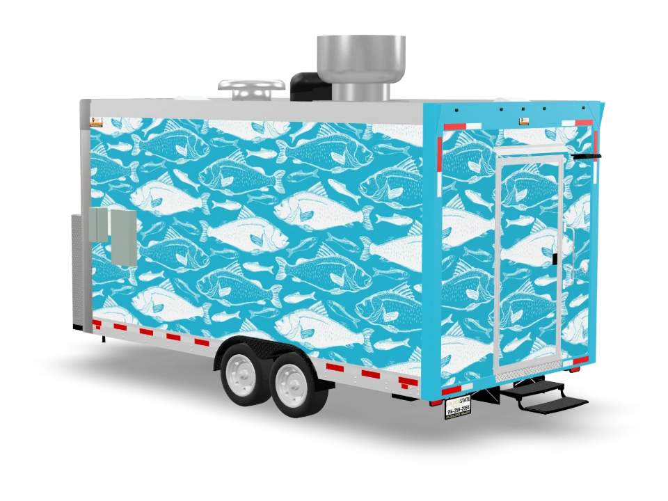 Seafood Fish with custom wrap, front view, Golden State Trailers