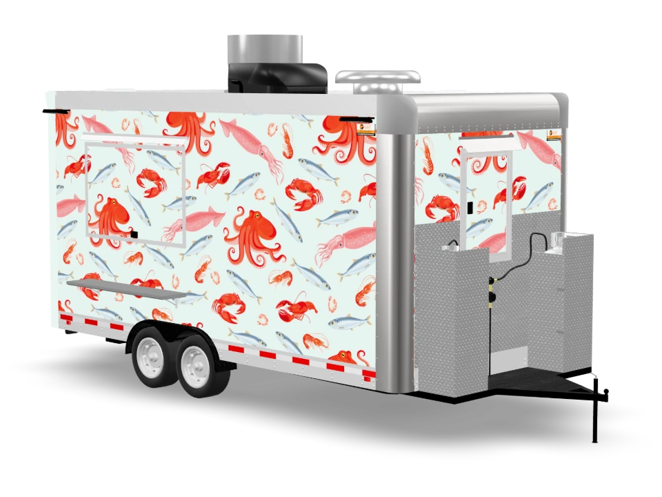Seafood Food Trailer with custom wrap, 16 ft, Golden State Trailers