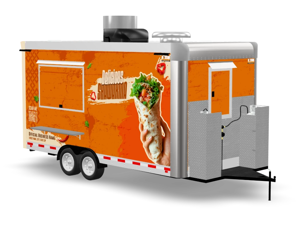 Shawarma Food Trailer with custom wrap, 16 ft, Golden State Trailers