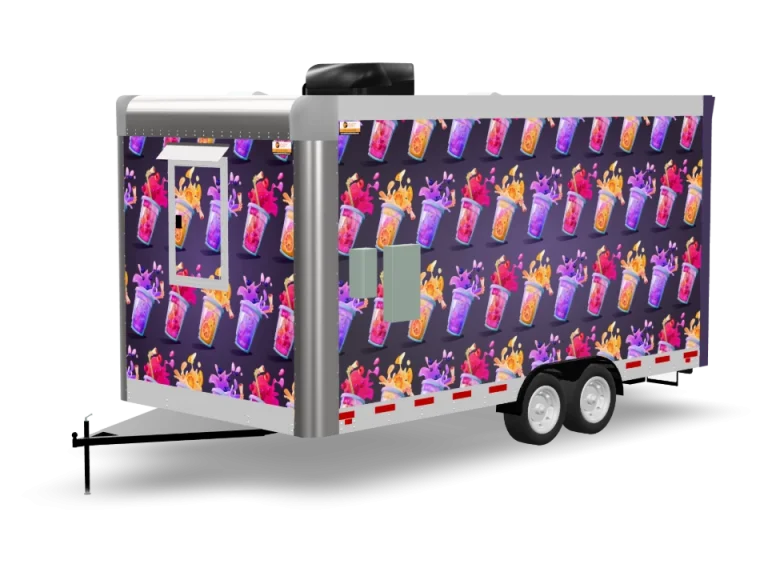 Slushie Food Trailer with custom wrap, rear view, Golden State Trailers