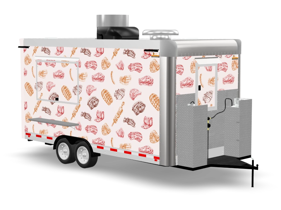 Smoked Meats Food Trailer with custom wrap, 16 ft, Golden State Trailers