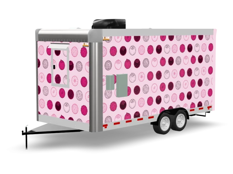Snowball Food Trailer with custom wrap, rear view, Golden State Trailers