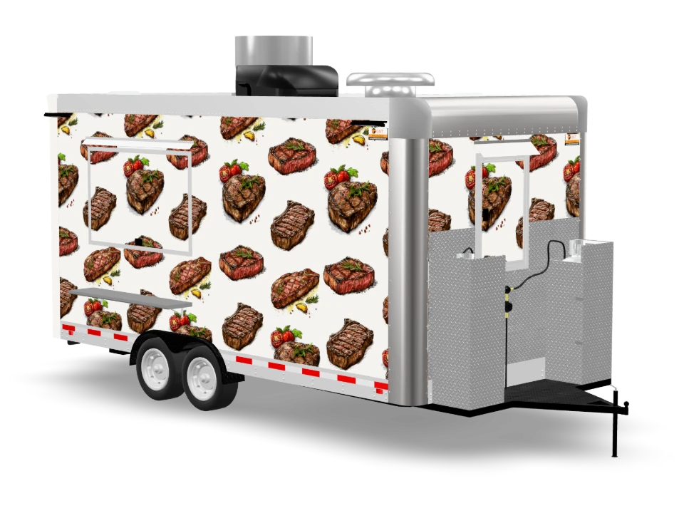 Steak Food Trailer with custom wrap, 16 ft, Golden State Trailers