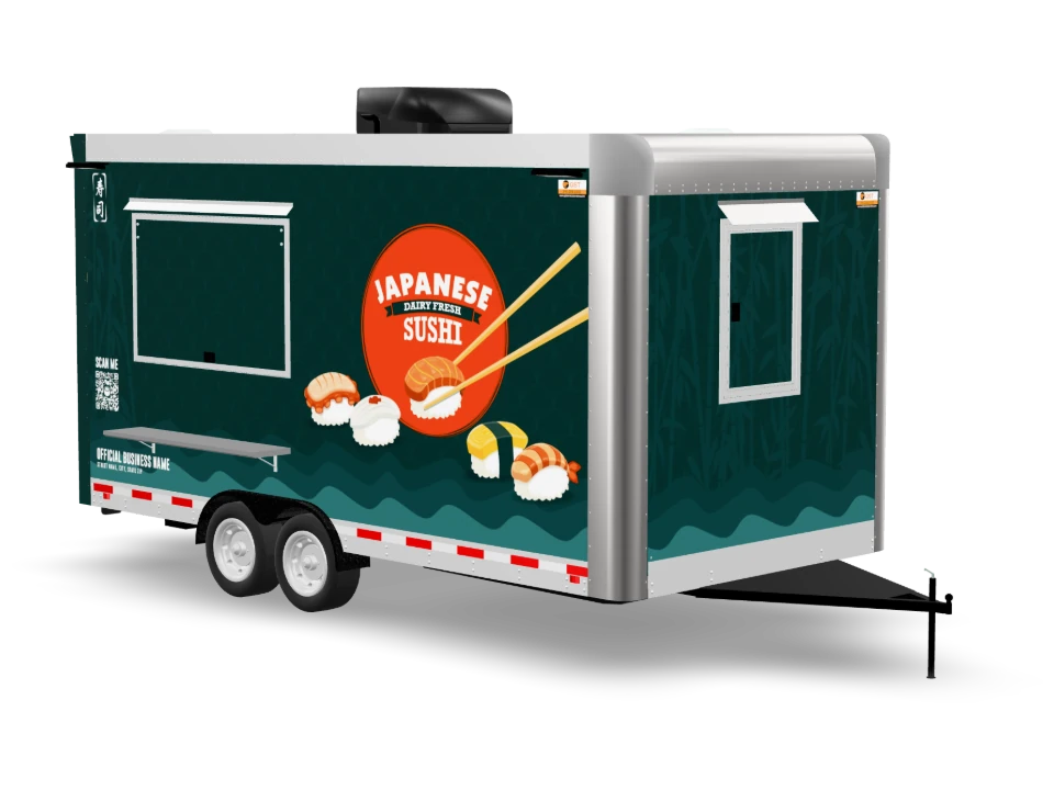 Sushi Food Trailer with custom wrap, 16 ft, Golden State Trailers