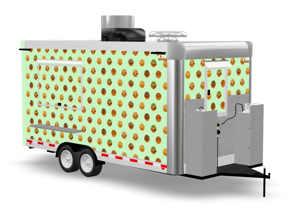 Takoyaki Food Trailer with custom wrap, 16 ft, Golden State Trailers