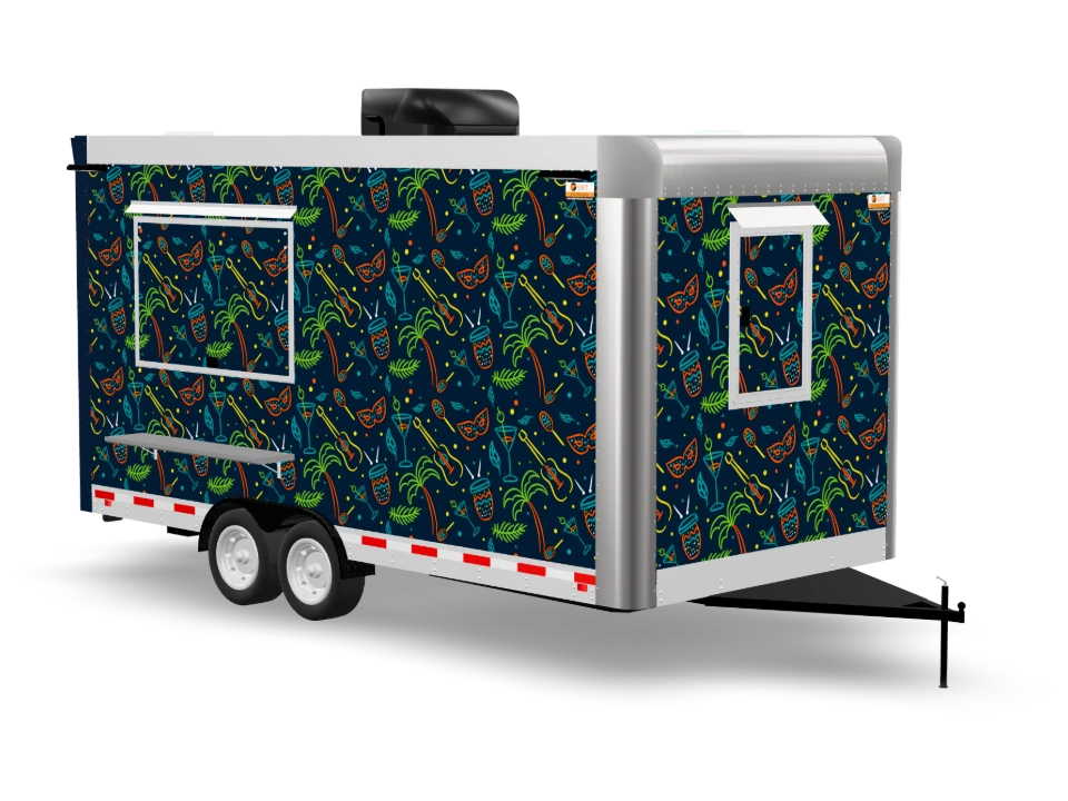 Tiki Bar Food Trailer with custom wrap, 16 ft, Golden State Trailers