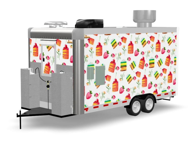 Torta Food Trailer with custom wrap, rear view, Golden State Trailers