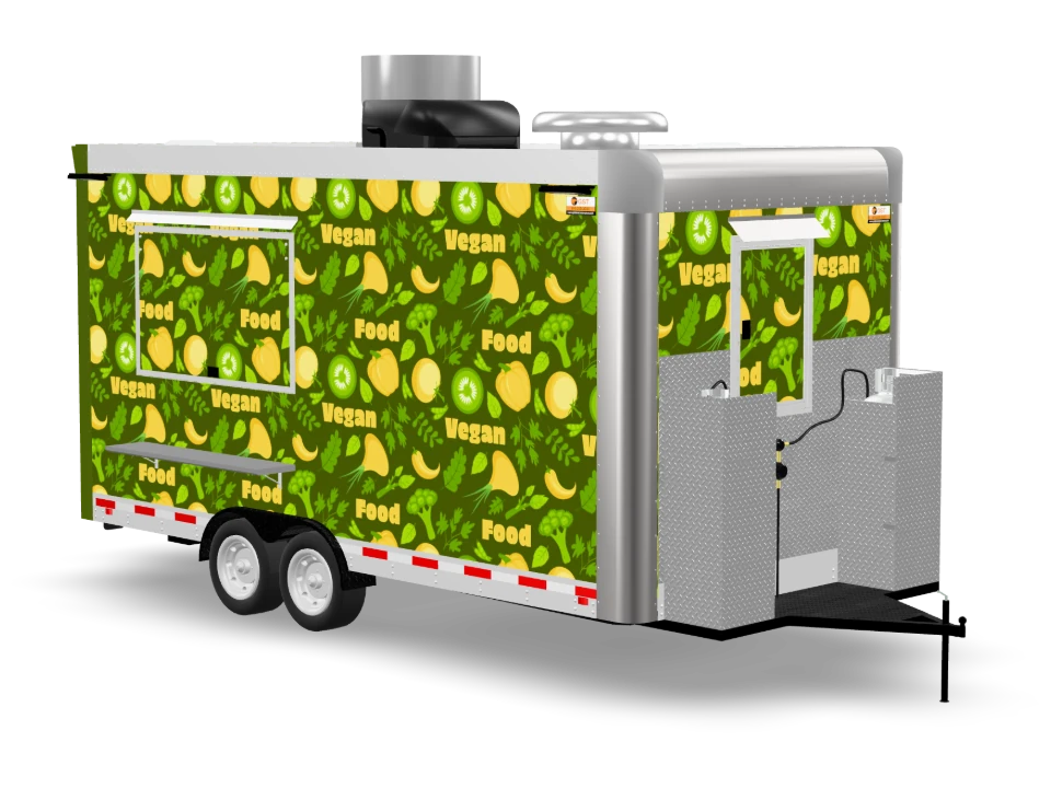 Vegan Food Trailer with custom wrap, 16 ft, Golden State Trailers