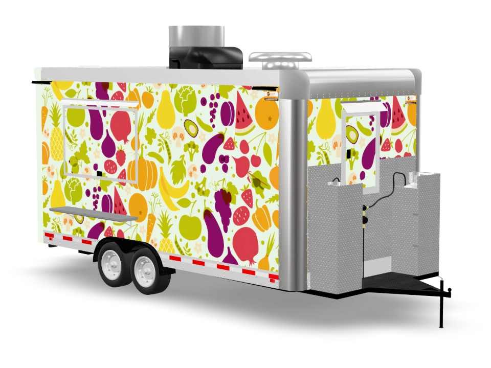 Vegetarian Food Trailer with custom wrap, 16 ft, Golden State Trailers