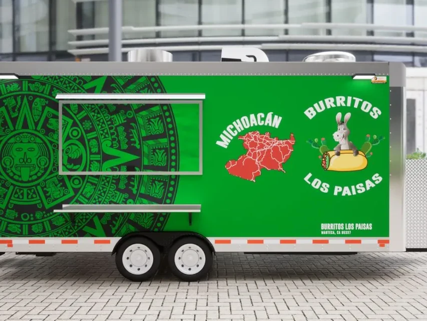 Burritos Los Paisas food trailer wrap, photo 16