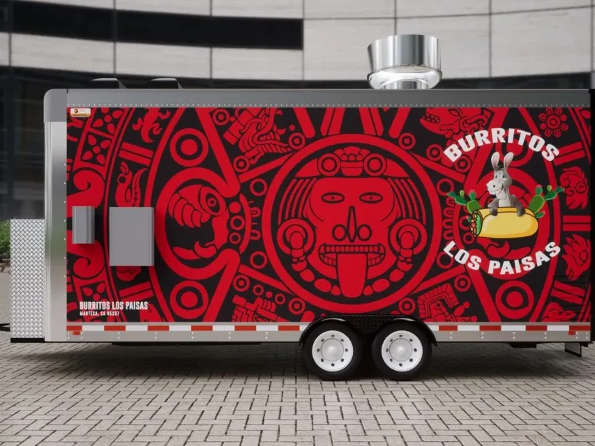 Burritos Los Paisas food trailer wrap, photo 17