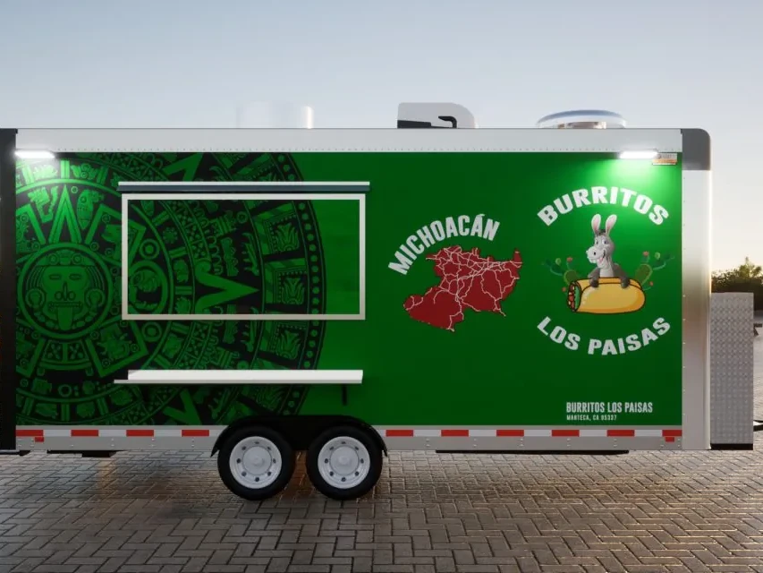 Burritos Los Paisas food trailer wrap, photo 21