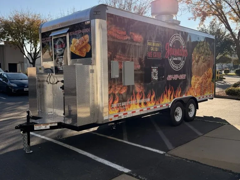 Jaimito’s Baked Potatoes Roasted Corn food trailer wrap, photo 13