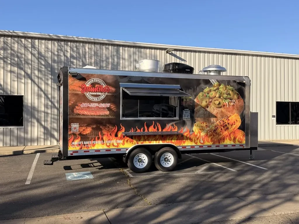 Jaimito’s Baked Potatoes Roasted Corn food trailer wrap, photo 14