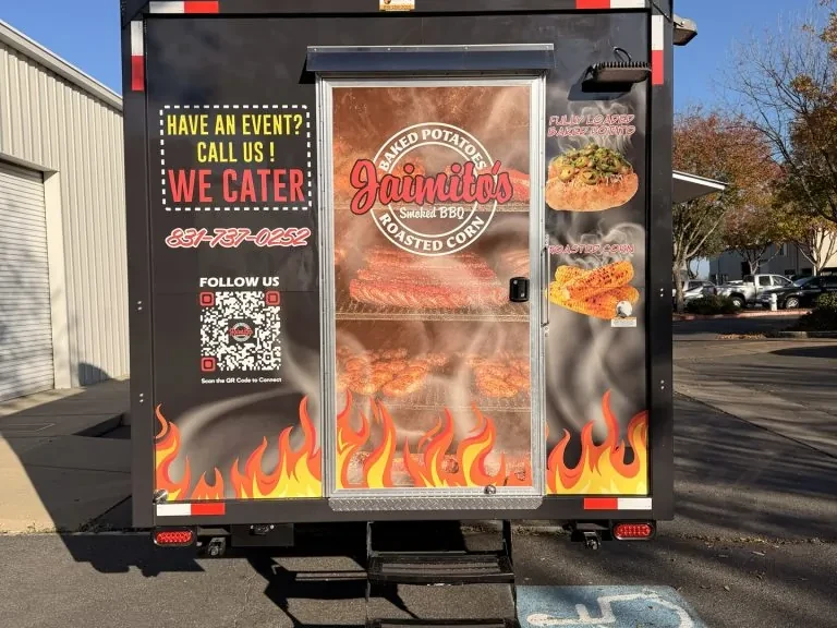 Jaimito’s Baked Potatoes Roasted Corn food trailer wrap, photo 16