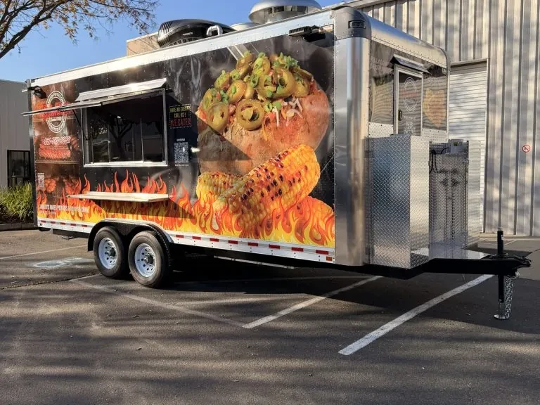 Jaimito’s Baked Potatoes Roasted Corn food trailer wrap, photo 17