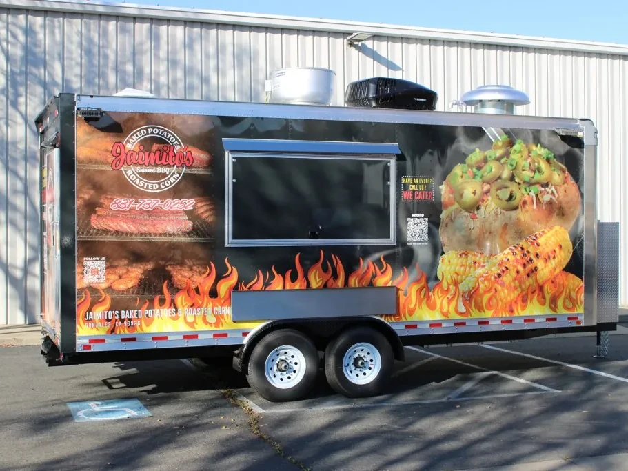 Jaimito’s Baked Potatoes Roasted Corn food trailer wrap, photo 18