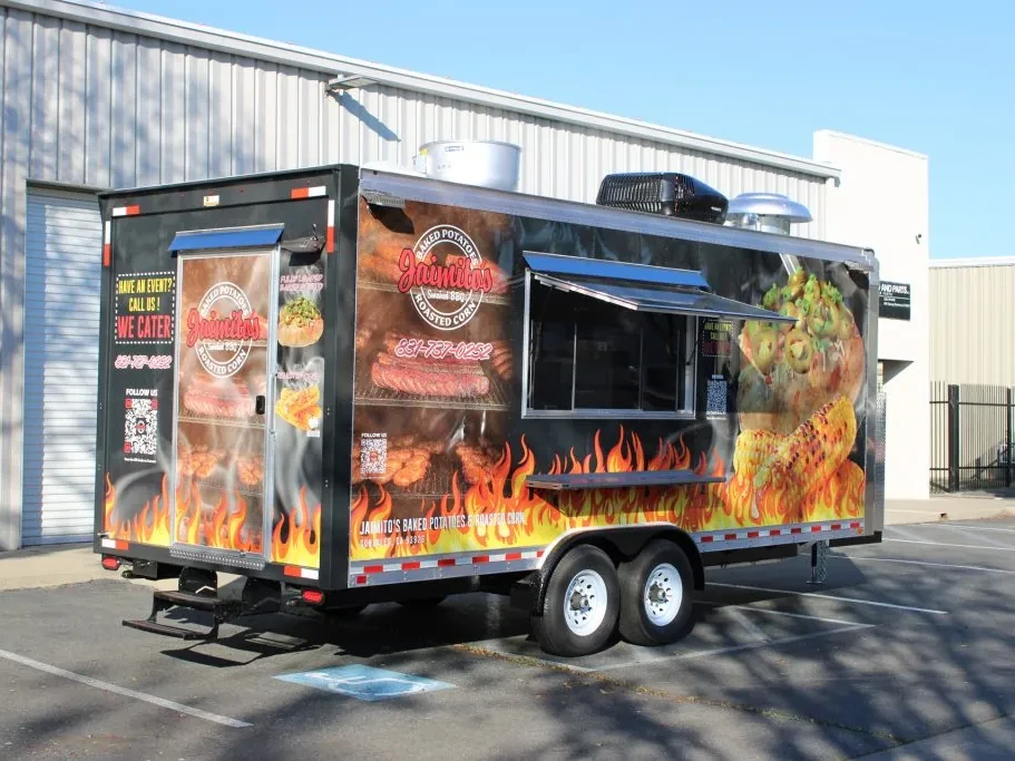 Jaimito’s Baked Potatoes Roasted Corn food trailer wrap, photo 19