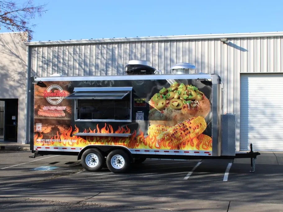 Jaimito’s Baked Potatoes Roasted Corn food trailer wrap, photo 20