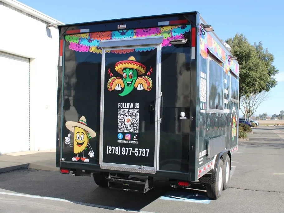 Los Pinches Tacos food trailer wrap, photo 4