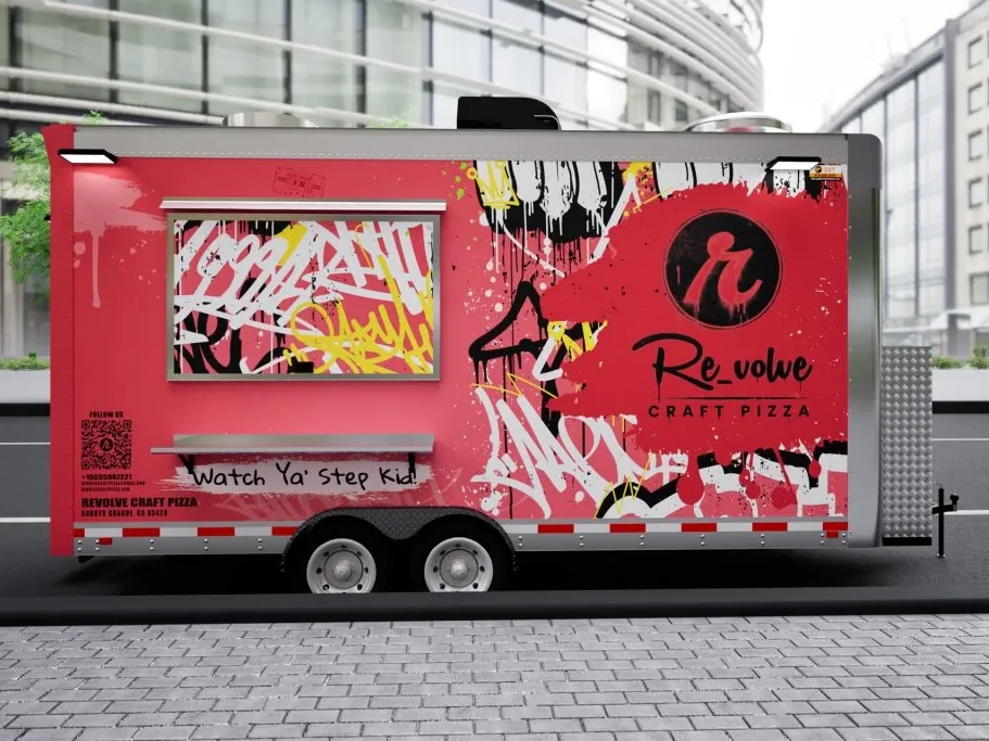Revolve Craft Pizza food trailer wrap, photo 18