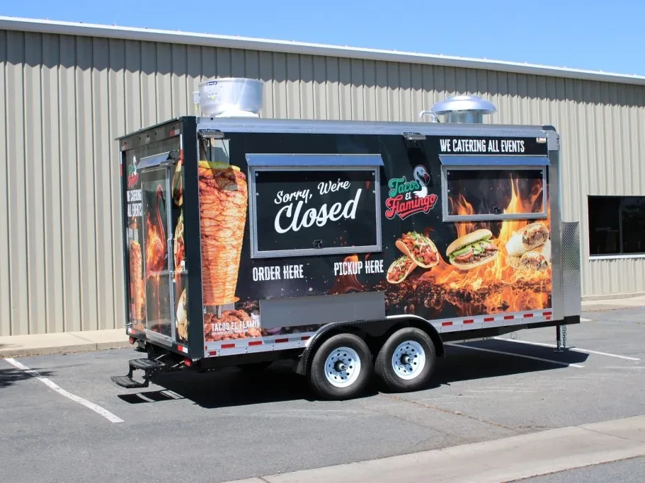 Tacos El Flamingo food trailer wrap, photo 2