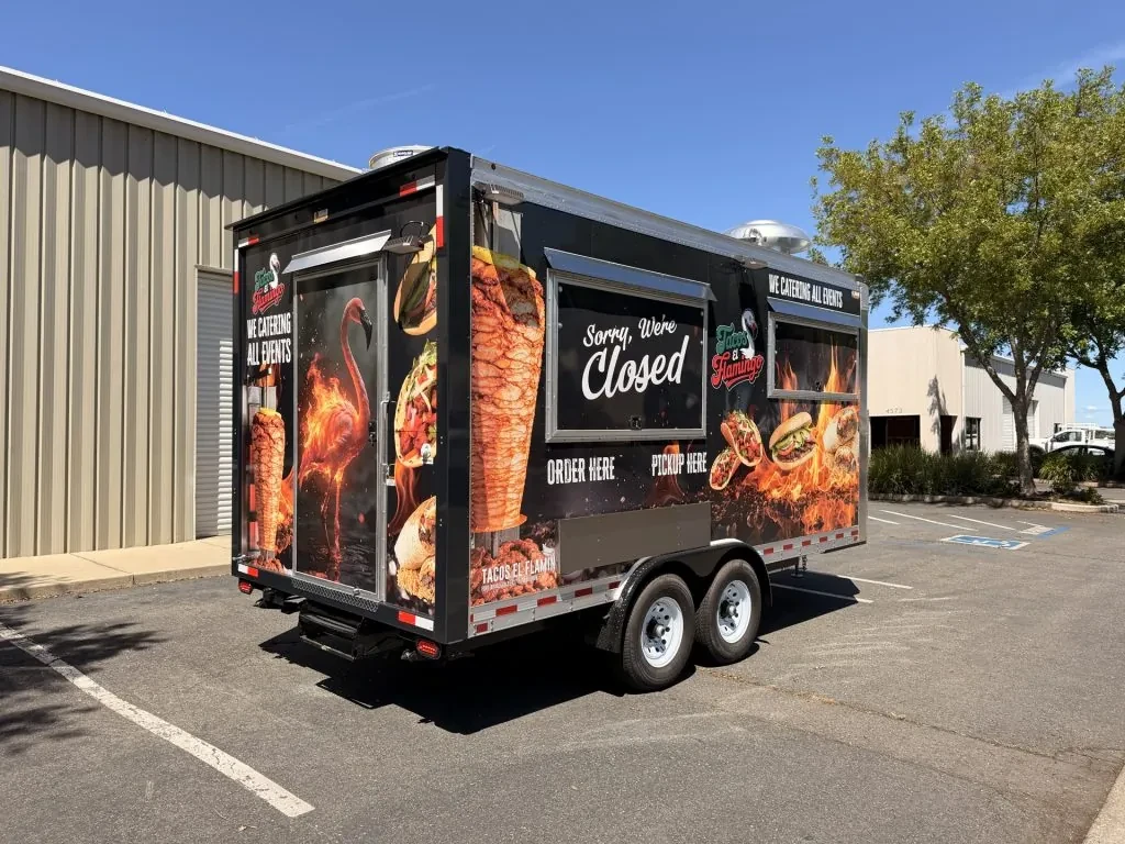 Tacos El Flamingo food trailer wrap, photo 19