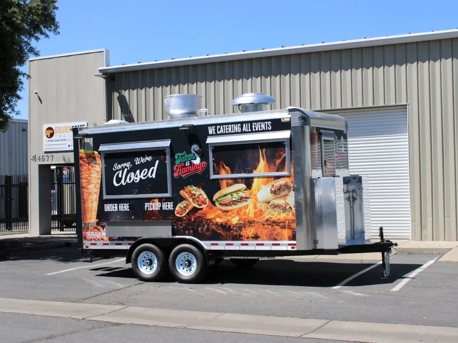 Tacos El Flamingo food trailer wrap, photo 3