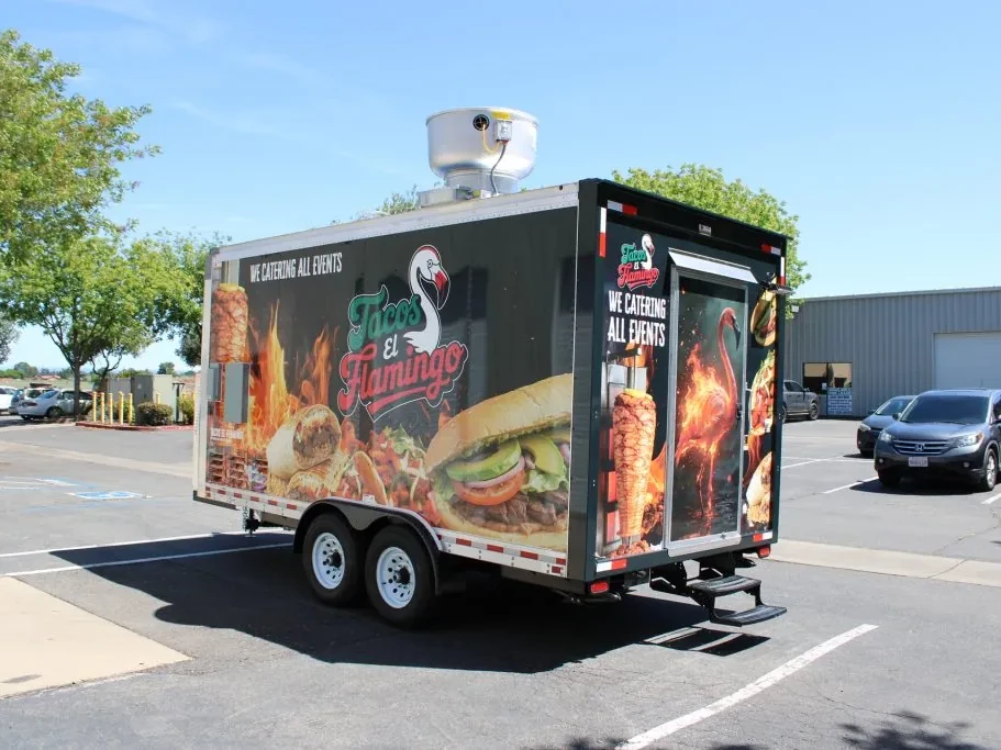 Tacos El Flamingo food trailer wrap, photo 5