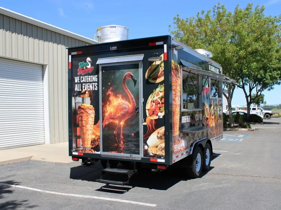 Tacos El Flamingo food trailer wrap, photo 6