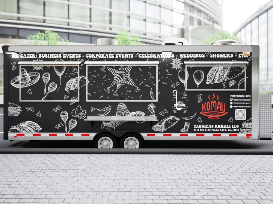 Taquizas Komali food trailer wrap, photo 1