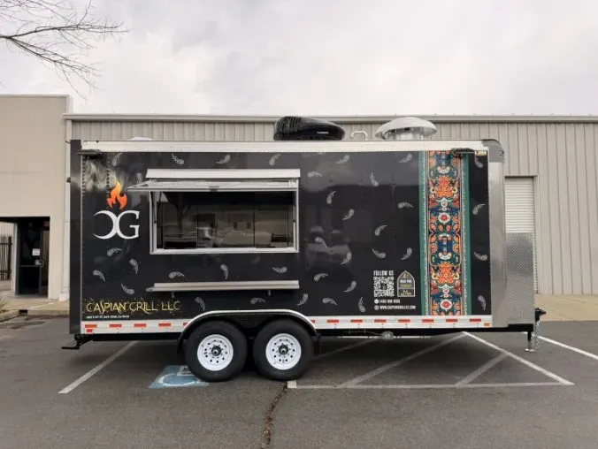 Caspian Grill LLC: Bbq 18ft food trailer wrap design