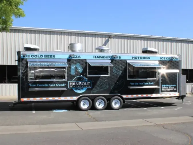 Haggin Oaks – Mack Shack: American Golf Course 30ft food trailer wrap design