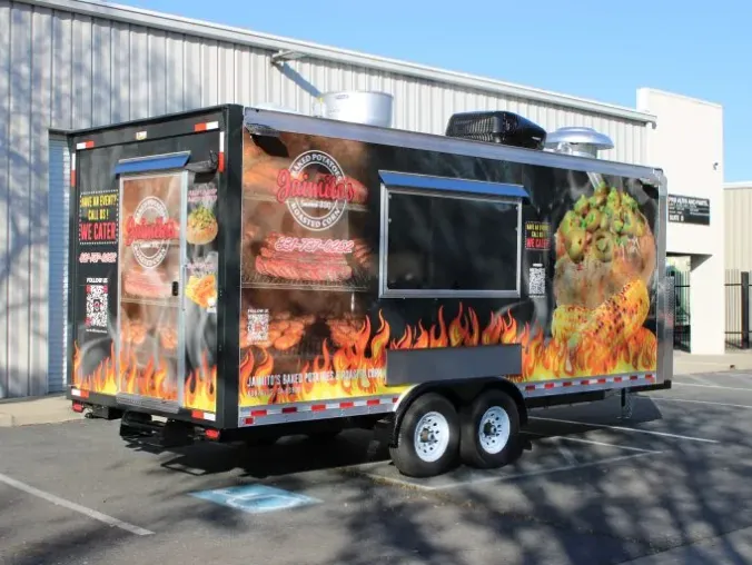 Jaimito’s Baked Potatoes Roasted Corn: Mexican 20ft food trailer wrap design