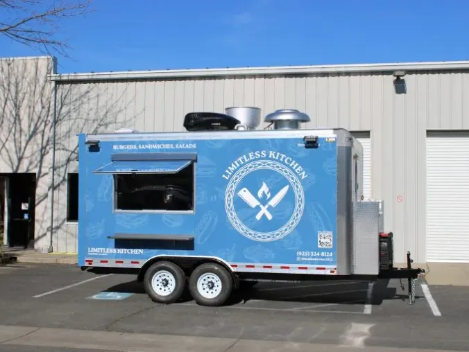 Limitless Kitchen: American 16ft food trailer wrap design
