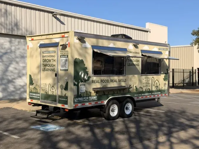 Living for Today: American 20ft food trailer wrap design