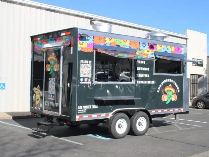 Los Pinches Tacos: Mexican 16ft food trailer wrap design