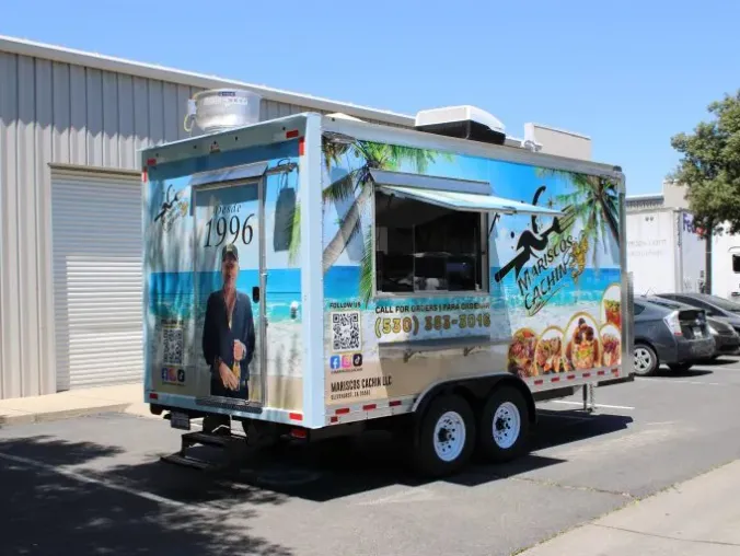 Mariscos Cachín: Mexican Seafood 16ft food trailer wrap design