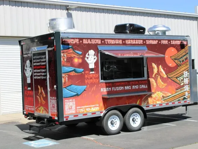 Mr. Yummy Yummy: Asian BBQ 18ft food trailer wrap design