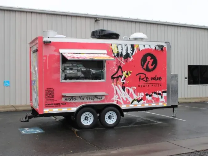 Revolve Craft Pizza: Italian 16ft food trailer wrap design