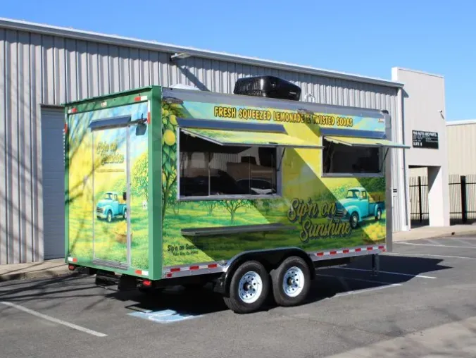 Sip’n on Sunshine: Coffee 16ft food trailer wrap design