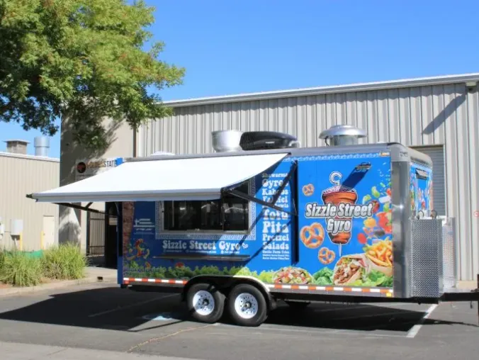 Sizzle Street Gyro: Mediterranean 18ft food trailer wrap design