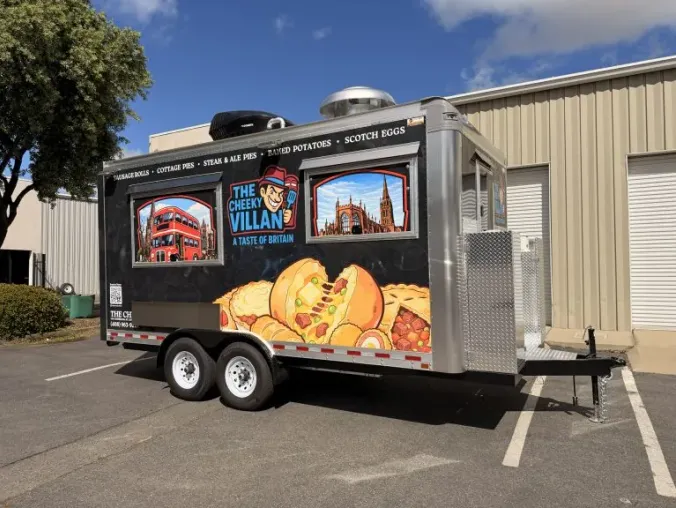 The Cheeky Villan: 16ft food trailer wrap design