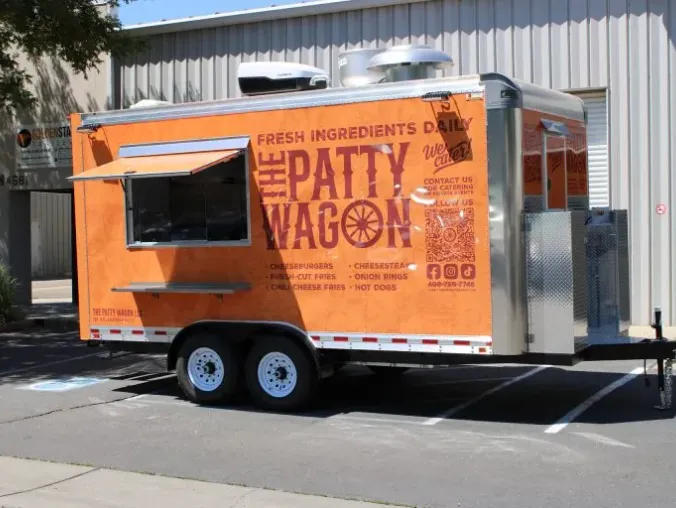 The Patty Wagon: American Burger 16ft food trailer wrap design
